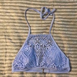 Blue halter bikini top